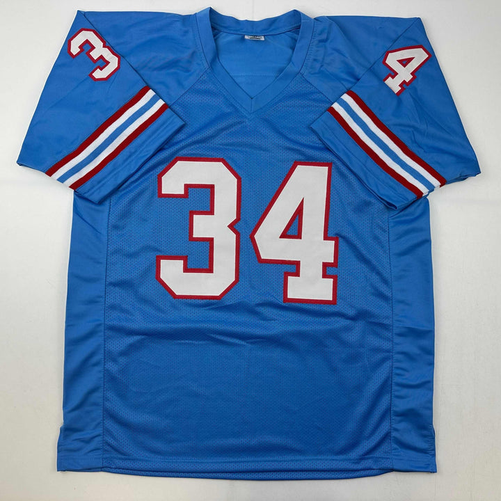 Facsimile Autographed Earl Campbell Houston Blue Reprint Jersey Size Men's XL
