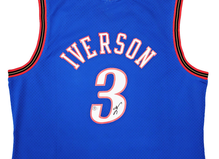 76ers Allen Iverson Auto Blue AUTH Mitchell Ness 99 HWC Swingman Jersey XXL BAS