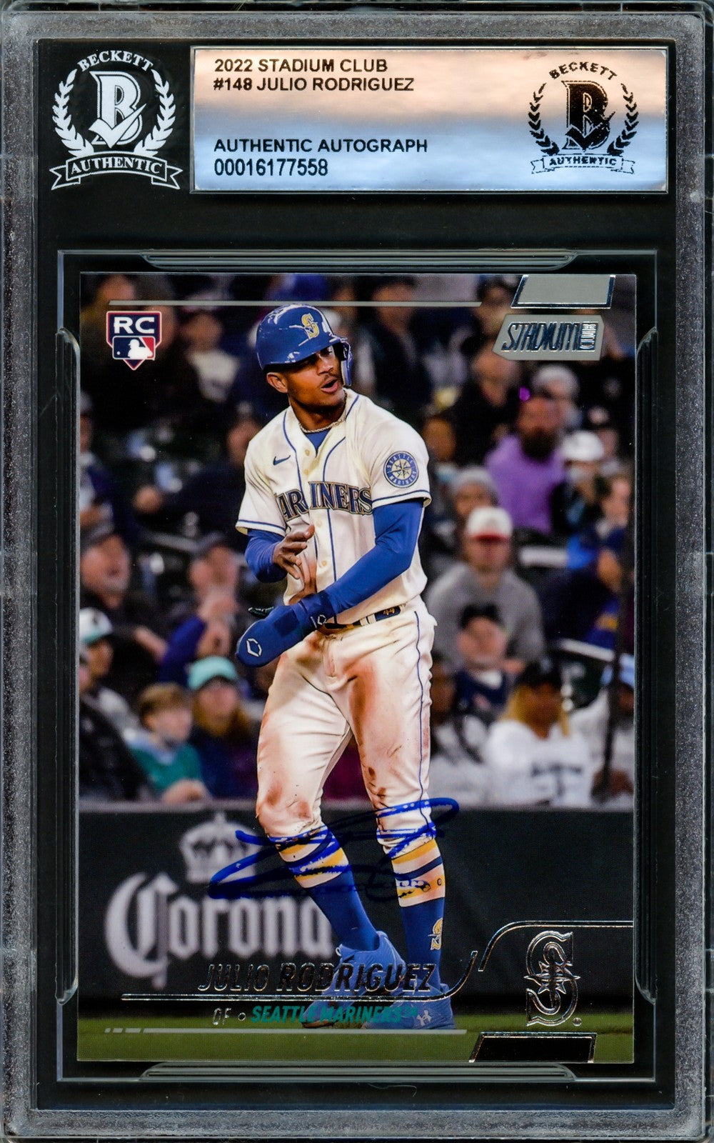 Julio Rodriguez Signed 2022 Stadium Club RC 148 Seattle Mariners Beckett