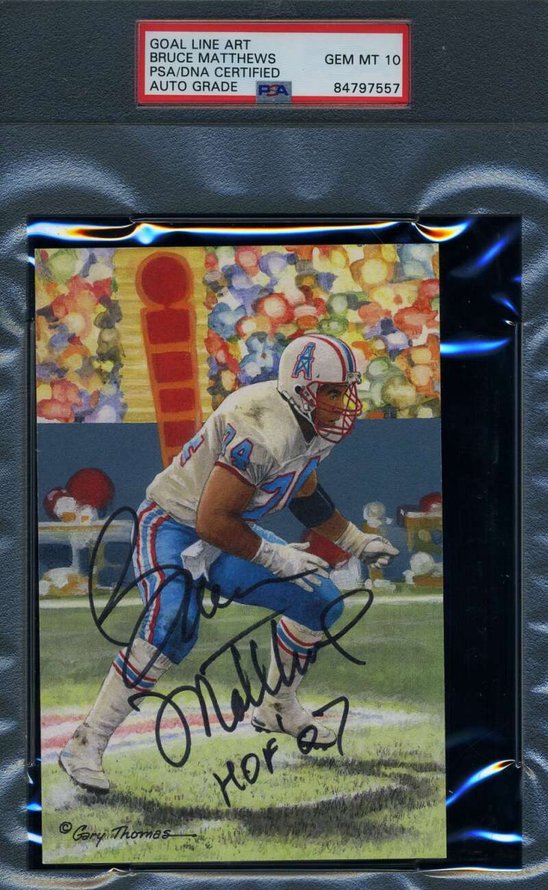 Bruce Matthews Gem Mint 10 PSA DNA Signed Goal Line Art Card GLAC Autograph