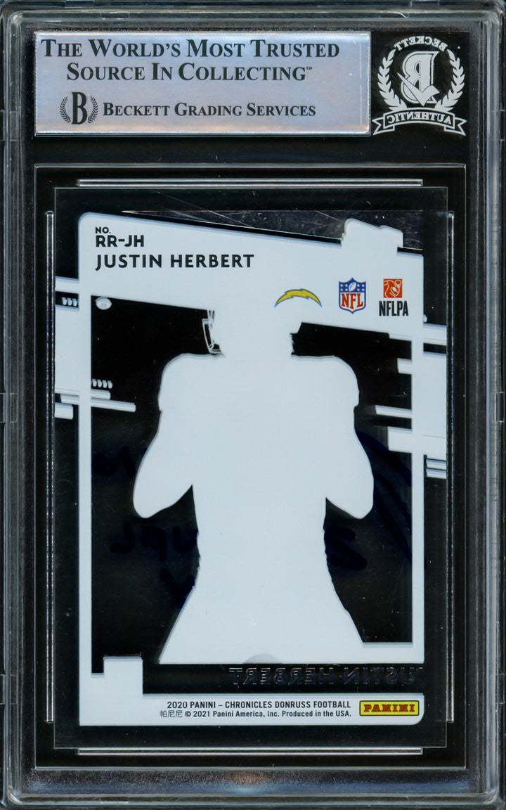 Justin Herbert Autographed 2020 Donruss Clearly Rated RC 2020 NFL OROY Beckett