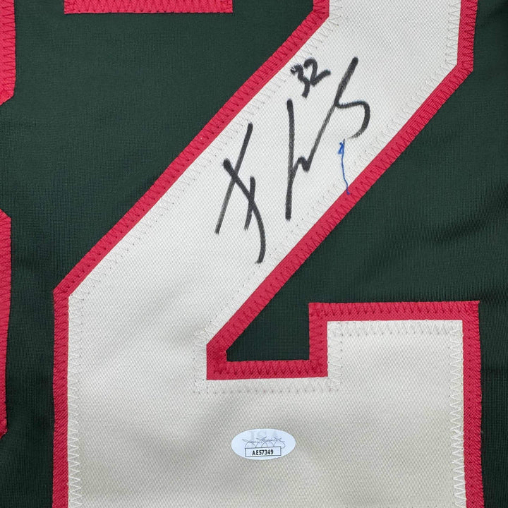 Autographed/Signed Filip Gustavsson Minnesota Green Hockey Jersey JSA COA