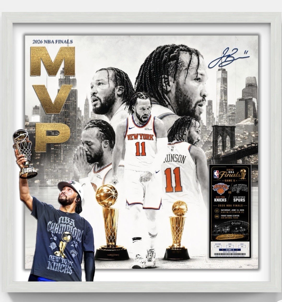 Jalen Brunson NY Knicks 2026 Nba Finals MVP Photo framed 3d Shadowbox 22x22