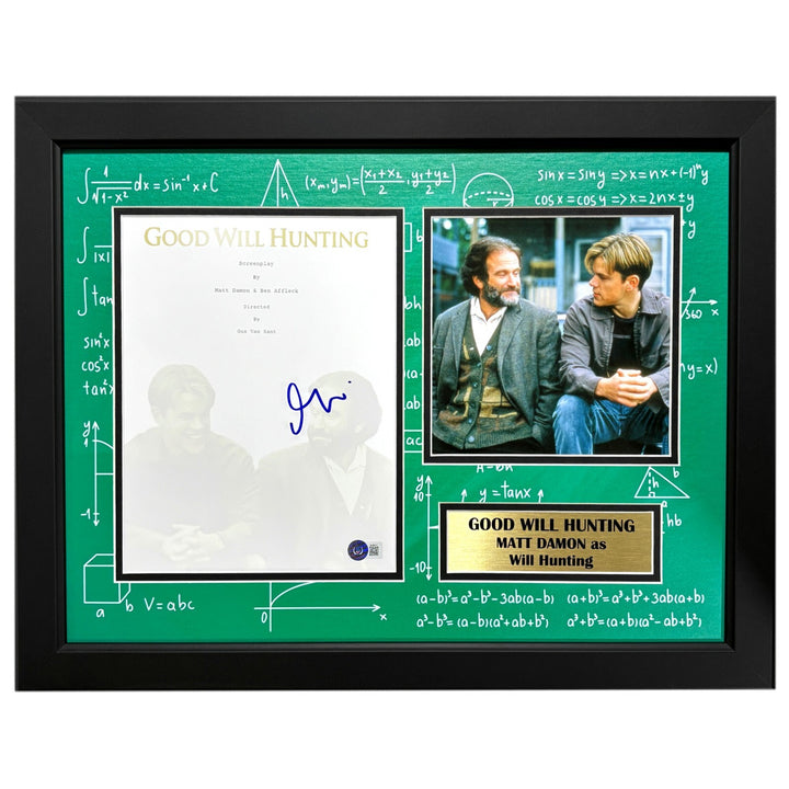 Matt Damon Autographed Good Will Hunting Script Framed Collage BAS COA Photo
