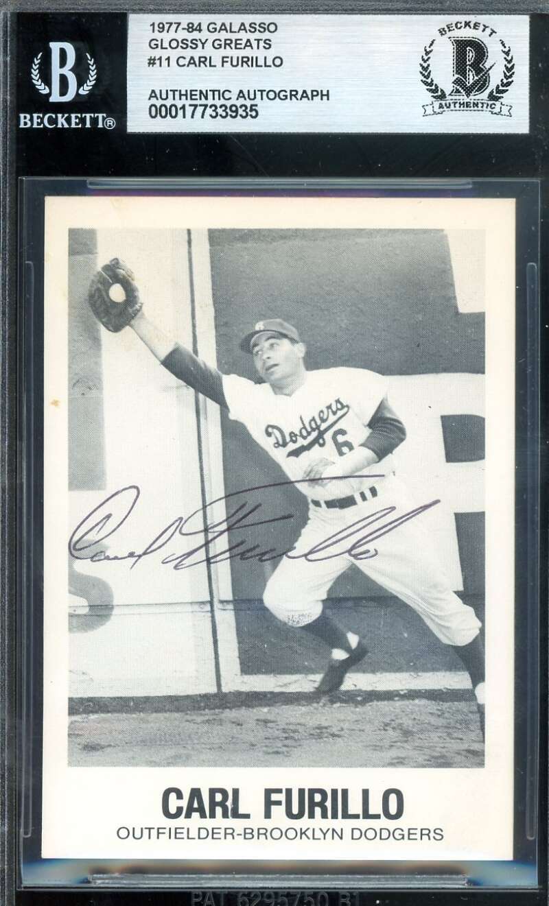 Carl Furillo Beckett BAS Signed 1977-84 Galasso Glossy Greats Autograph