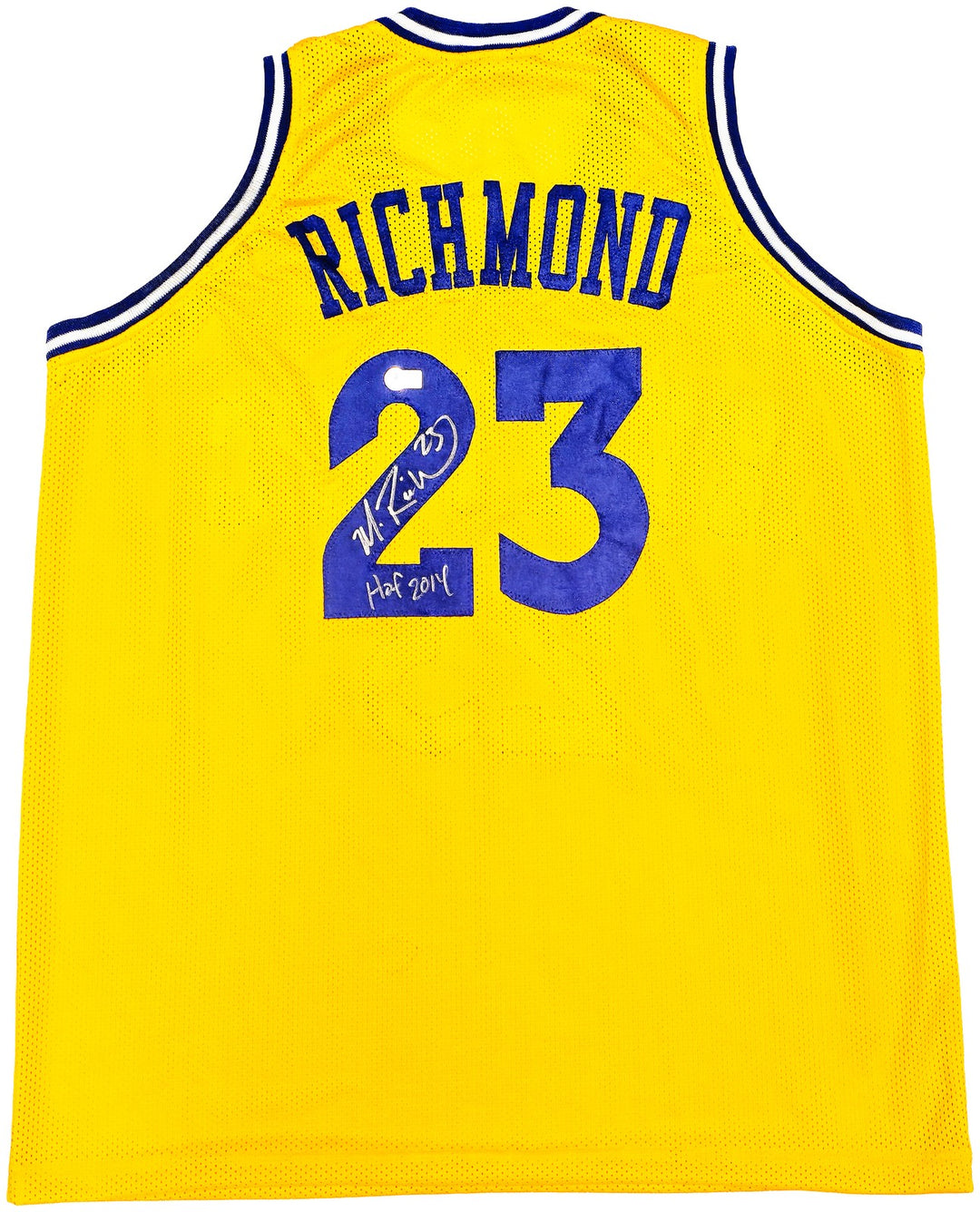 Golden State Warriors Mitch Richmond Signed Yellow Jersey "HOF 2014" Beckett Wit