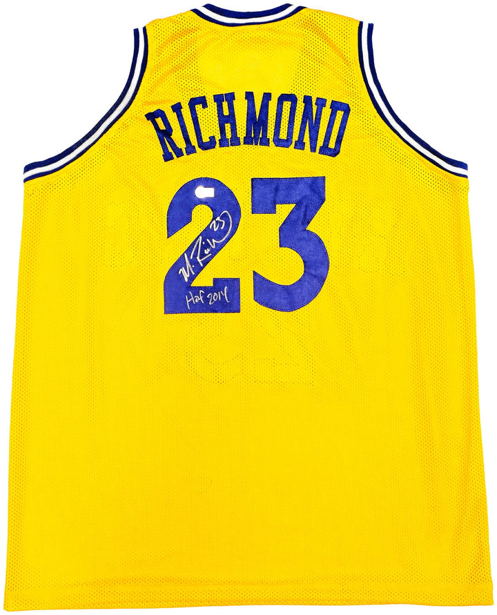 Golden State Warriors Mitch Richmond Signed Yellow Jersey "HOF 2014" Beckett Wit