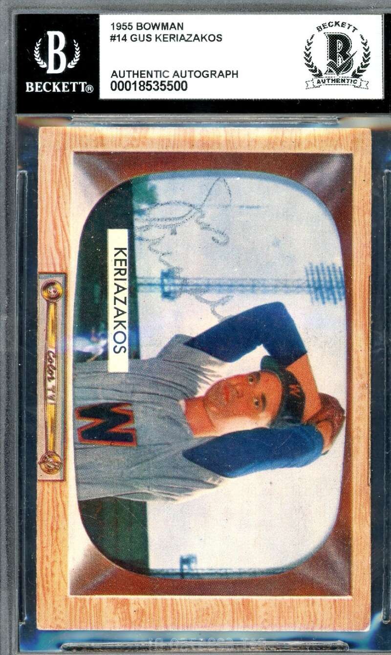 Gus Keriazakos Beckett BAS Vintage Signed 1955 Bowman Autograph