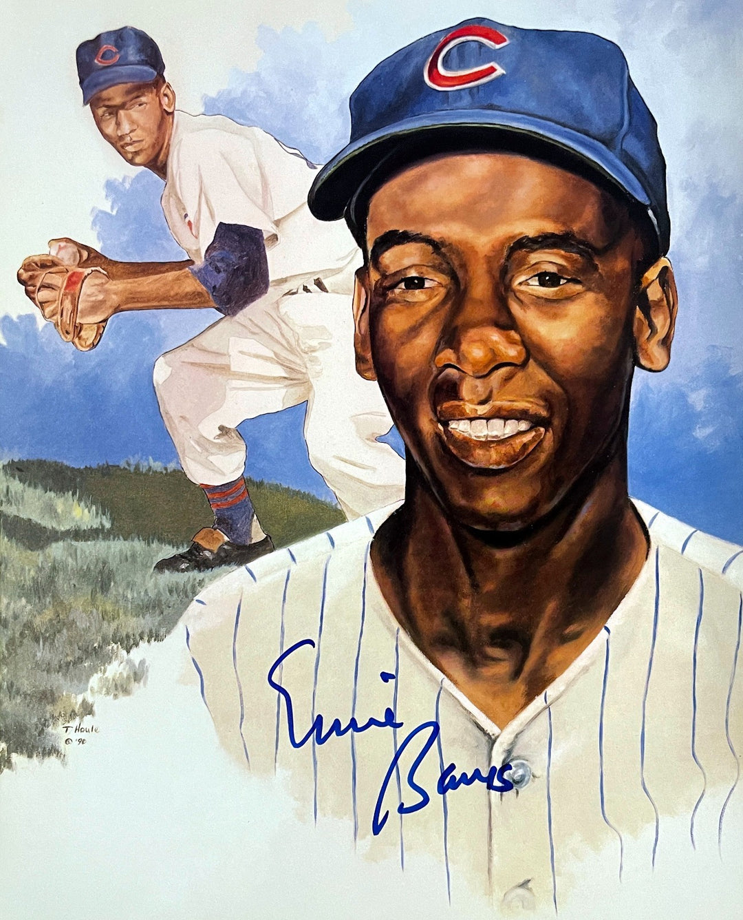 Ernie Banks signed Chicago Cubs 8x10 Collage Photo- COA (HOF/Mr. Cub/14X AS)