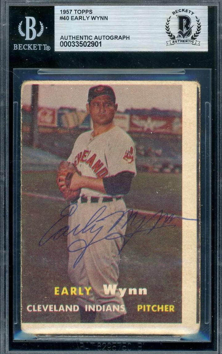 Early Wynn Beckett BAS Vintage Signed 1957 Topps Autograph