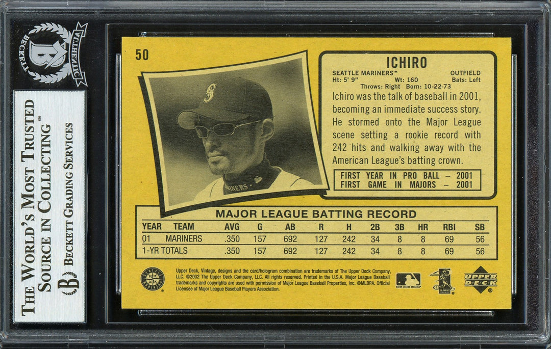 Ichiro Suzuki Signed 2002 Upper Deck Vintage Card 50 Seattle Mariners Beckett