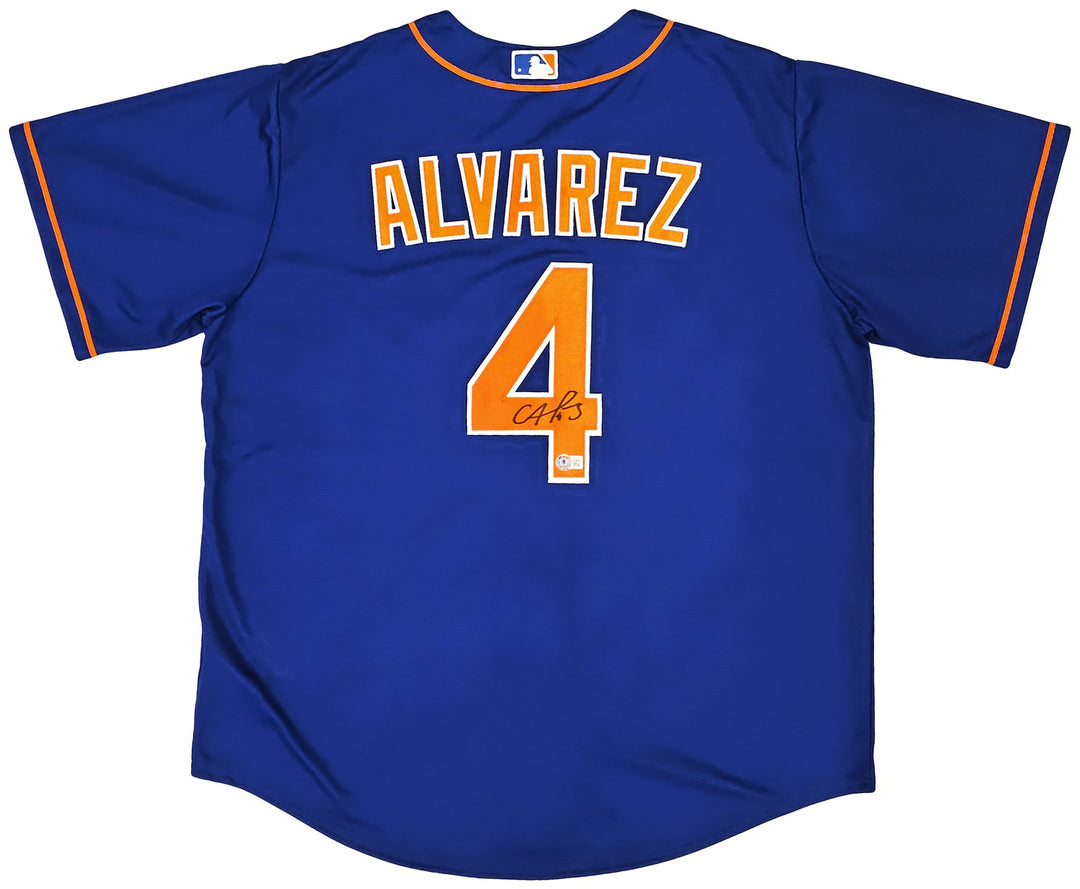 New York Mets Francisco Alvarez Signed Blue Nike Jersey Size XL Beckett Wit