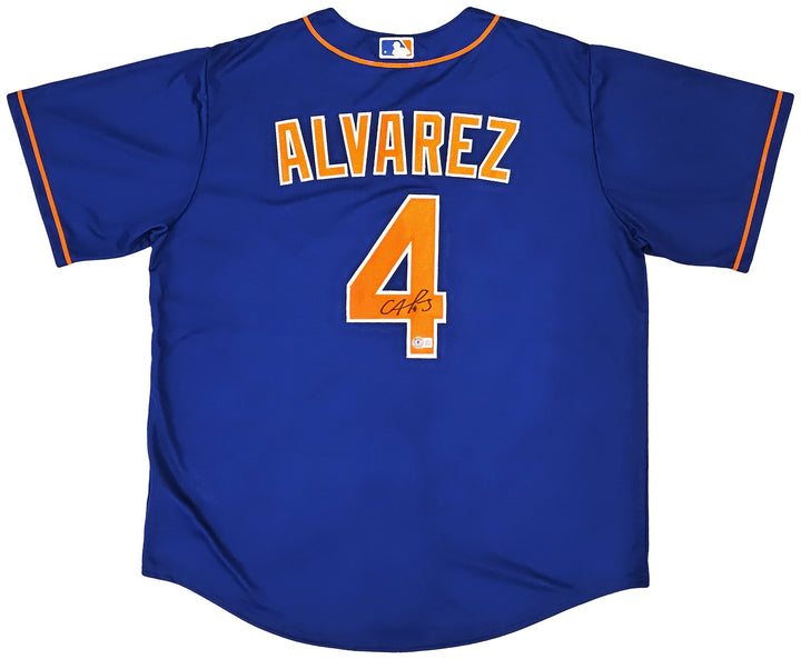 New York Mets Francisco Alvarez Signed Blue Nike Jersey Size XL Beckett Wit