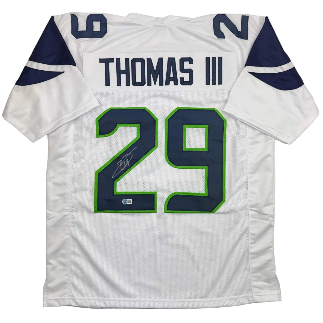 Autographed/Signed Earl Thomas III Seattle White Football Jersey Beckett BAS COA