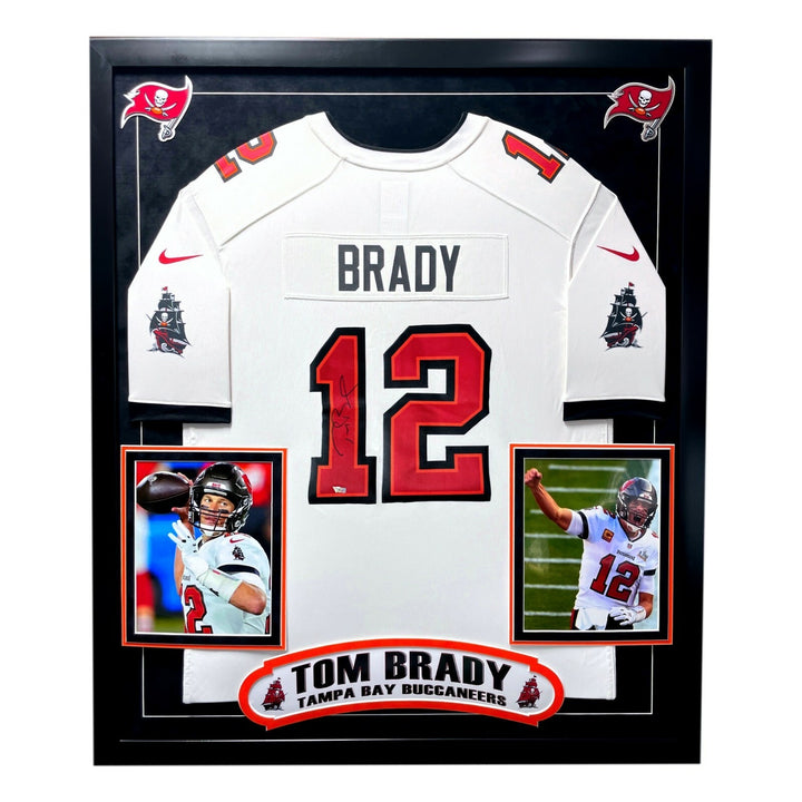 Tom Brady Autographed Tampa Bay Buccaneers Framed White Jersey Fanatics Signed