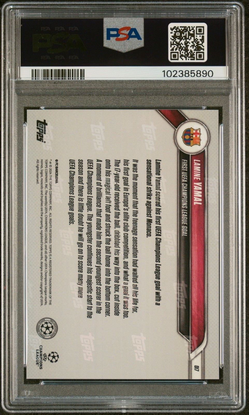 Graded 2024 Topps Now Lamine Yamal #17 Rookie RC Card PSA 10 Gem Mint