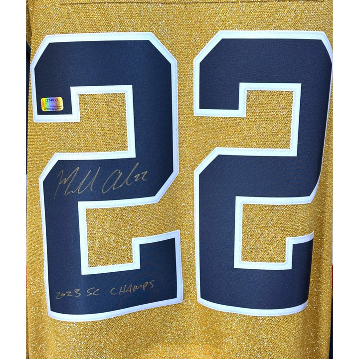 Michael Amadio Signed Vegas Golden Knights Gold Jersey Inscribed Champs IGM COA