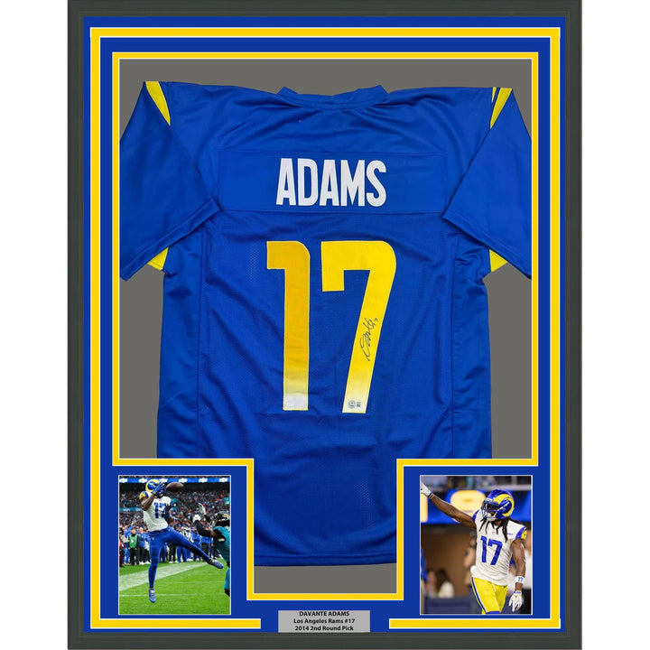 Framed Autographed/Signed Davante Admas 35x39 Los Angeles Blue Jersey COA