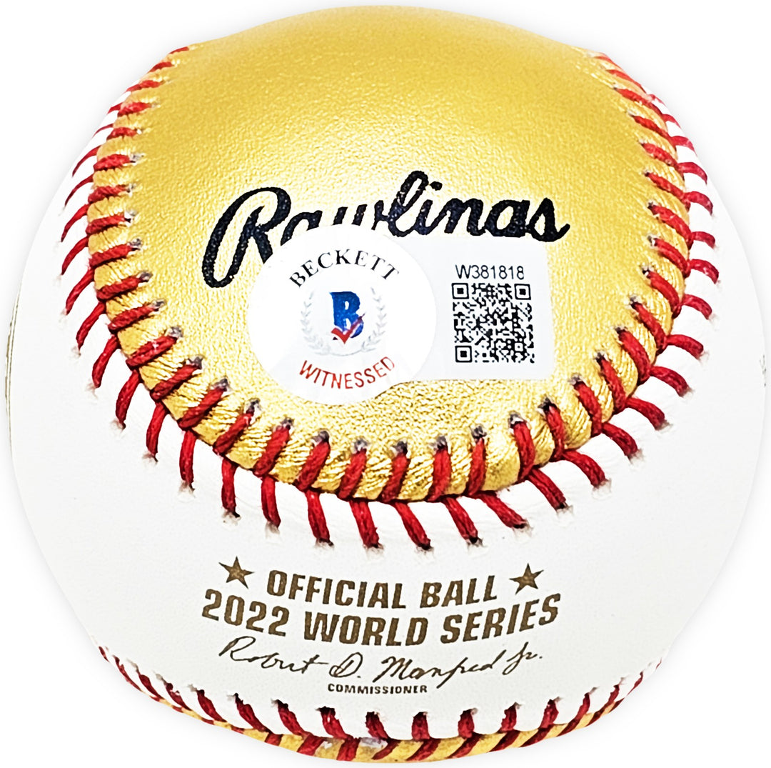 Kyle Tucker Signed Official 2022 Gold WS Gold MLB Baseball Astros Beckett Wit