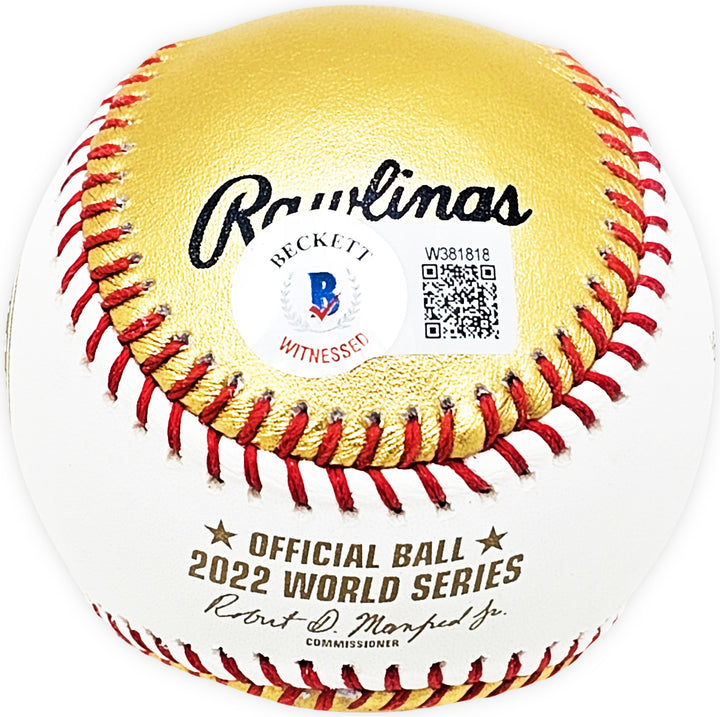 Kyle Tucker Signed Official 2022 Gold WS Gold MLB Baseball Astros Beckett Wit