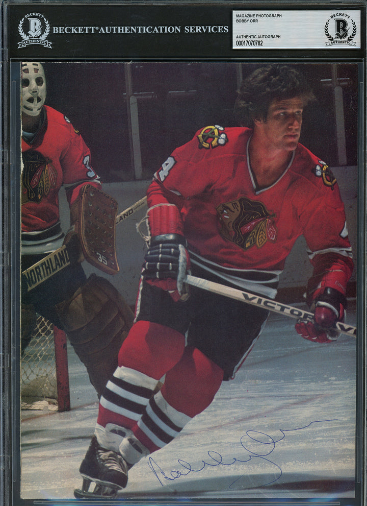 Bobby Orr Auto Signed 8x10 Magazine Page Chicago Black Hawks Vintage Sig Beckett