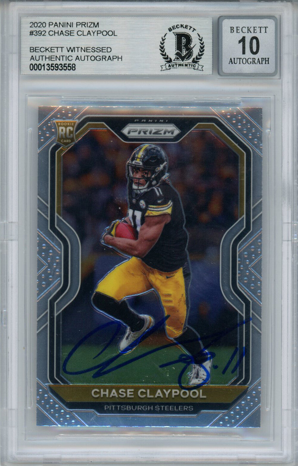 Chase Claypool Autographed 2020 Panini Prizm Rookie Card Beckett 10 Slab 35034