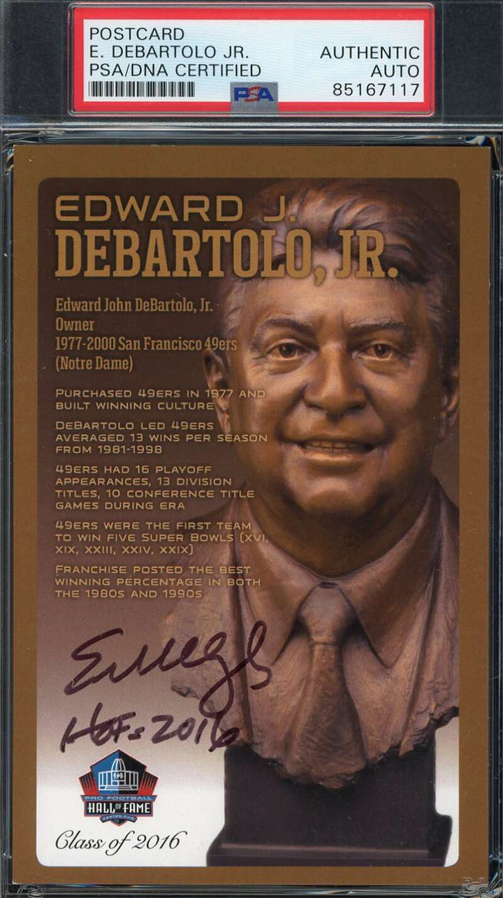 Edward Debartolo Jr PSA DNA Signed Hall of Fame Bronze Bust Postcard /150 Autogr