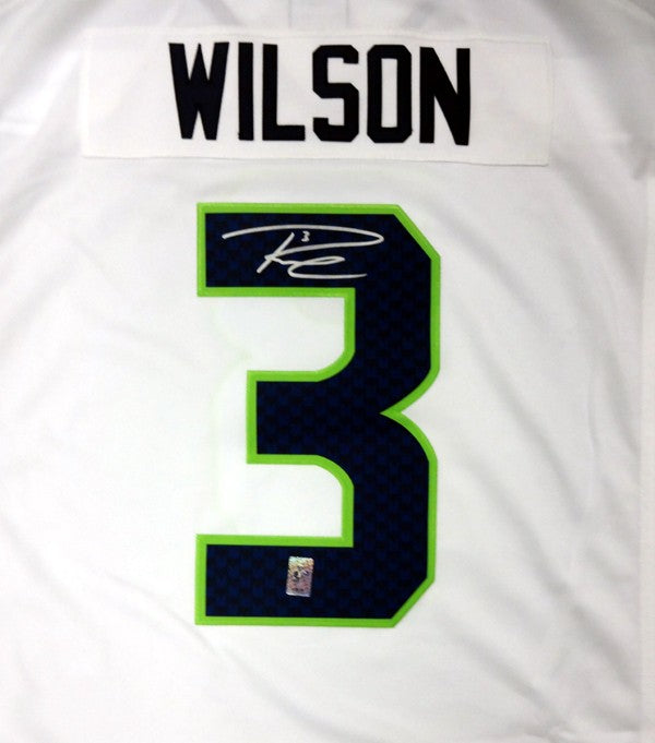 Seattle Seahawks Russell Wilson Signed White Nike Twill Jersey Size XXL RW Holo