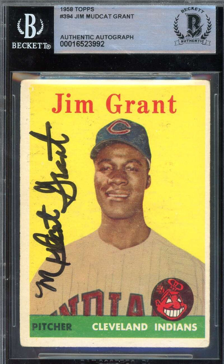 Jim Mudcat Grant Beckett BAS Signed 1958 Topps Rookie Autograph