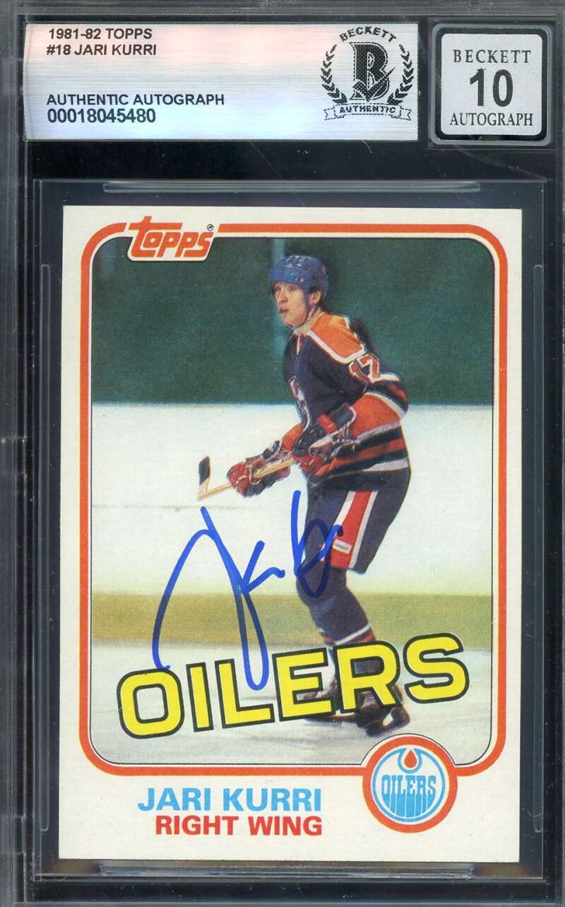 Jari Kurri Gem Mint 10 Beckett BAS Signed 1981-82 Topps Rookie Autograph