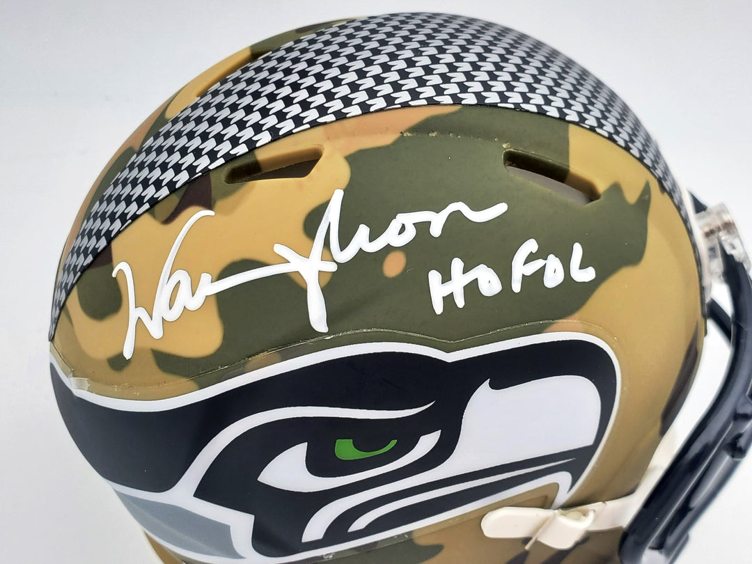 Warren Moon Signed Seattle Seahawks Camo Mini Helmet "HOF 06" MCS Holo