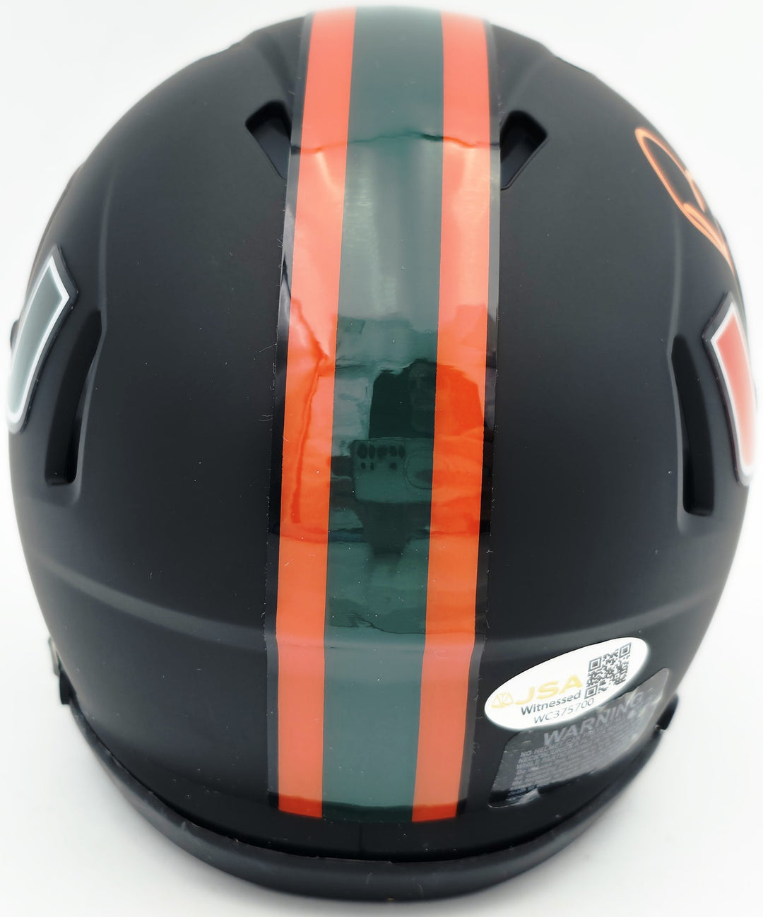 Bernie Kosar Auto Hurricanes Black Nights Alternate Speed Mini Helmet JSA Wit