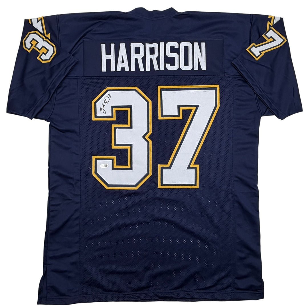 Autographed/Signed Rodney Harrison San Diego Navy Blue Jersey Beckett BAS COA