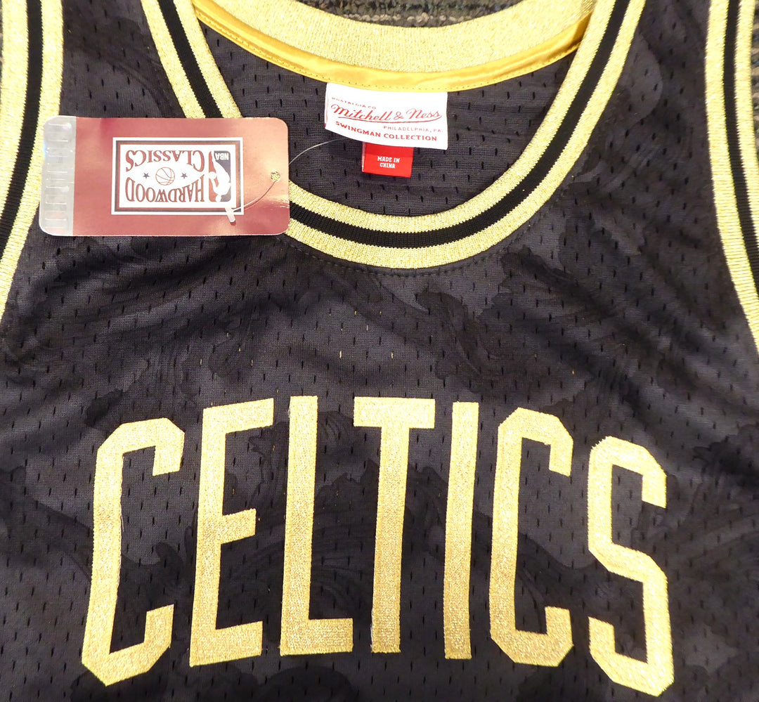 Celtics Larry Bird Auto Black Mitchell Ness Gold Toile Swingman Jersey L Beckett