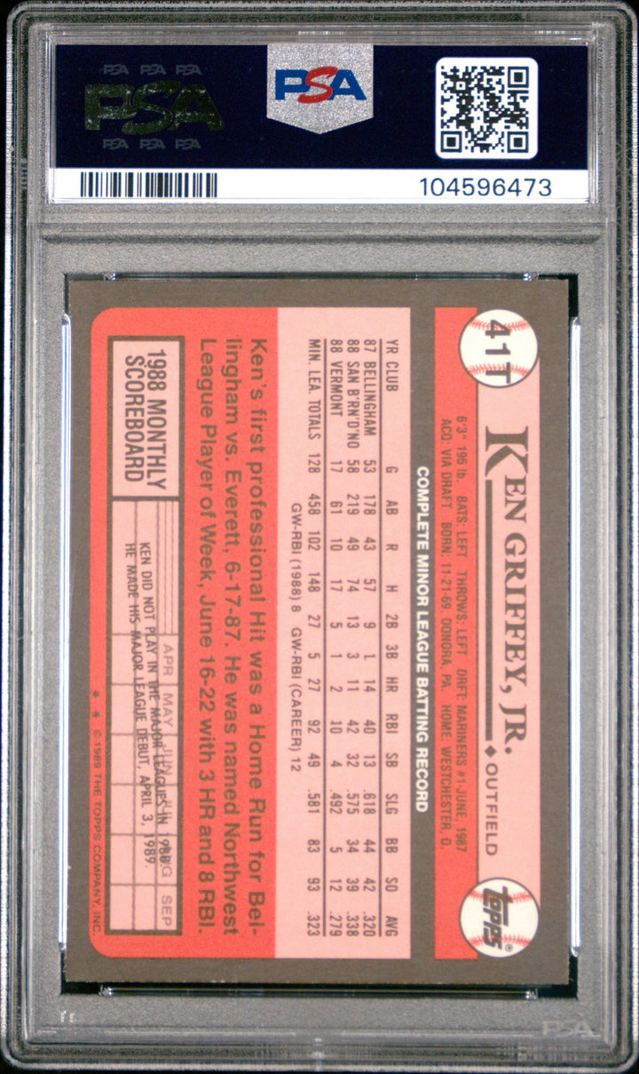 Graded 1989 Topps Traded Ken Griffey Jr. #41T Rookie RC Card PSA 10