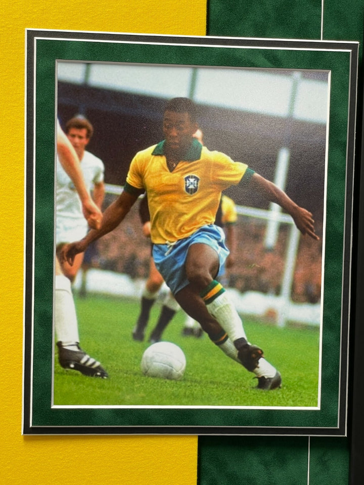 Pele Autographed Brazil CBD Yellow Soccer Jersey Framed BAS Beckett COA Signed