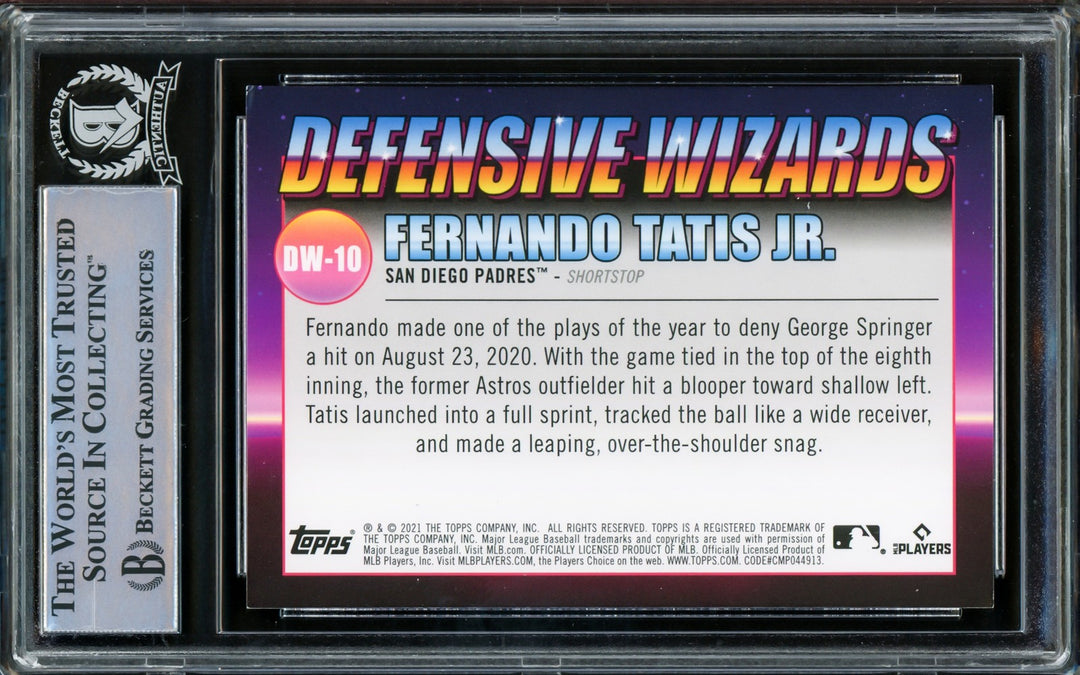 Fernando Tatis Jr. Autographed 2021 Topps Defensive Wizards Card Beckett