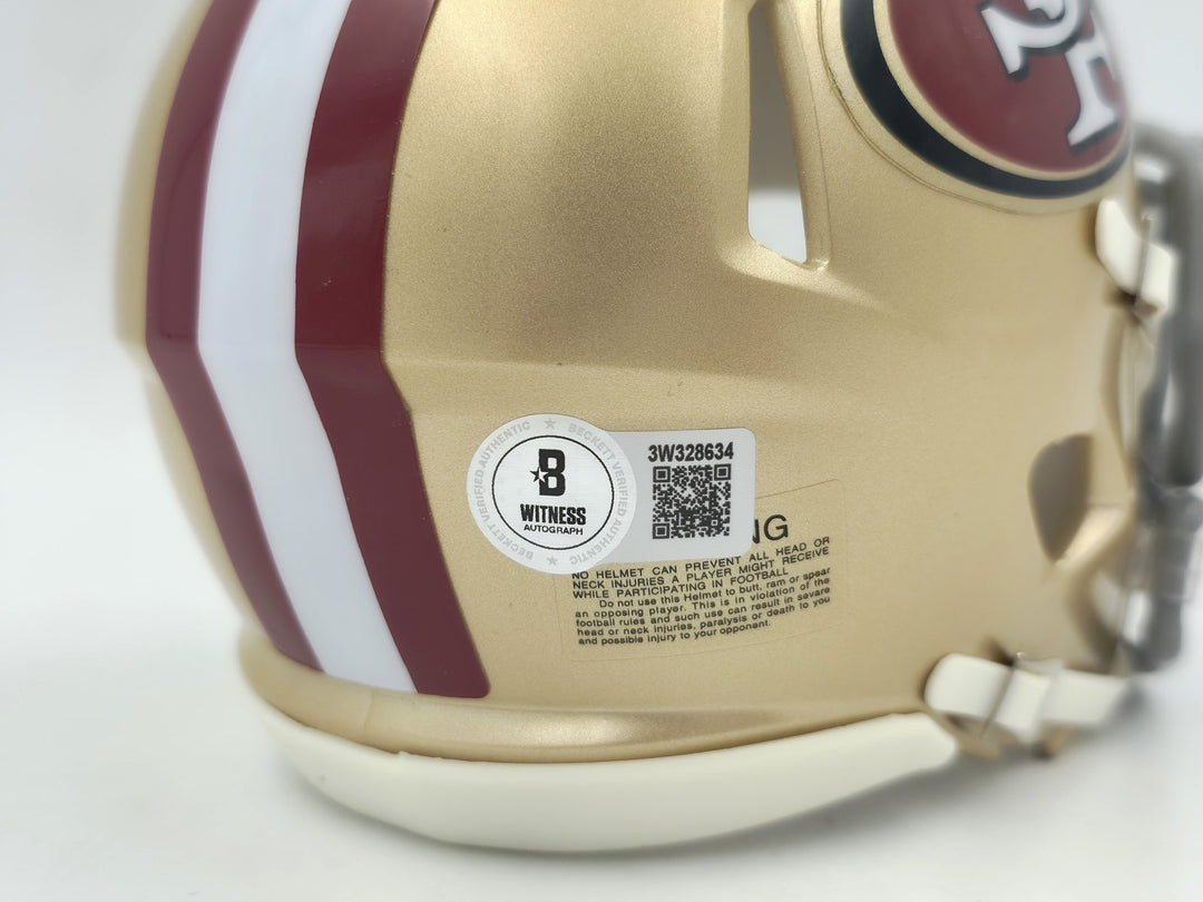 Tom Rathman Signed San Francisco 49ers Gold Speed Mini Helmet Beckett Witness