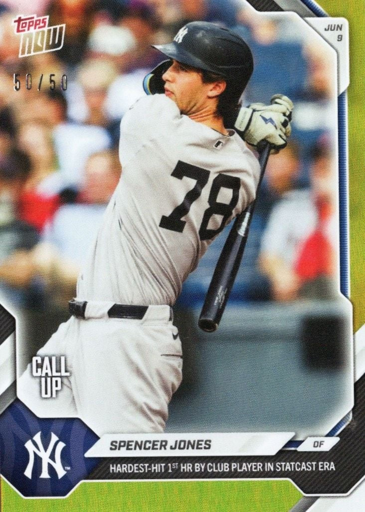 2026 Topps Now Spencer Jones #308 Gold Foil /50 Rookie RC Baseball Card