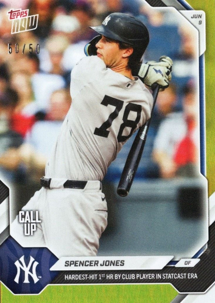 2026 Topps Now Spencer Jones #308 Gold Foil /50 Rookie RC Baseball Card