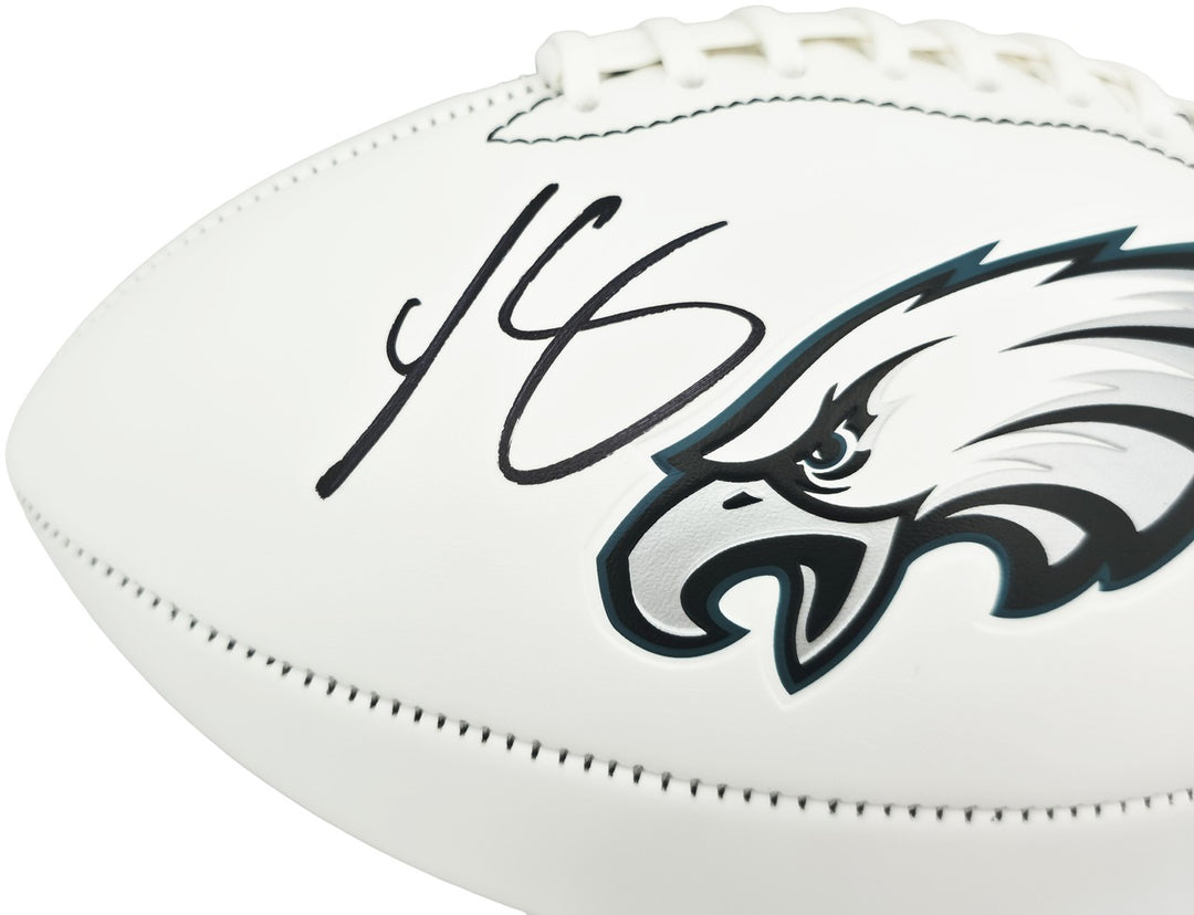 LeSean McCoy Signed Philadelphia Eagles White Logo Football Beckett BAS Witness
