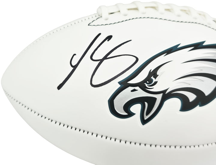 LeSean McCoy Signed Philadelphia Eagles White Logo Football Beckett BAS Witness