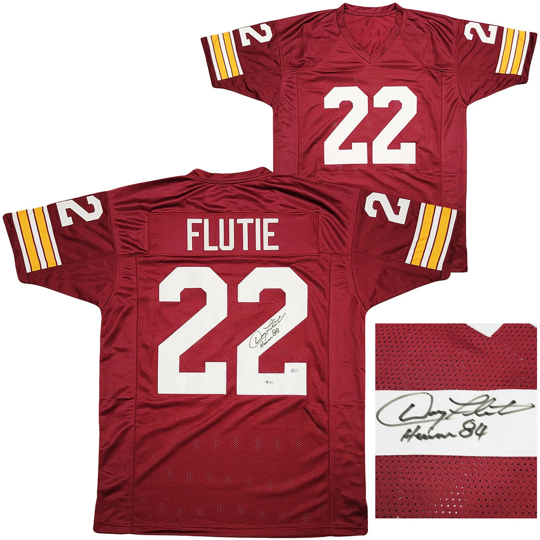 Boston College Eagles Doug Flutie Signed Red Jersey Beckett BAS Witness