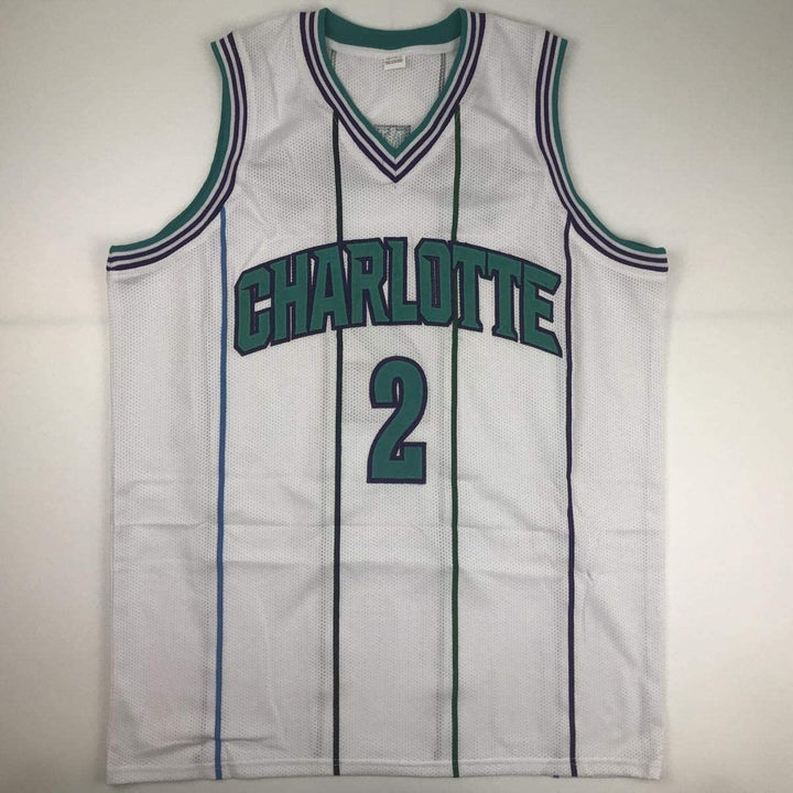 Autographed/Signed Larry Johnson Charlotte White Jersey PSA/DNA COA