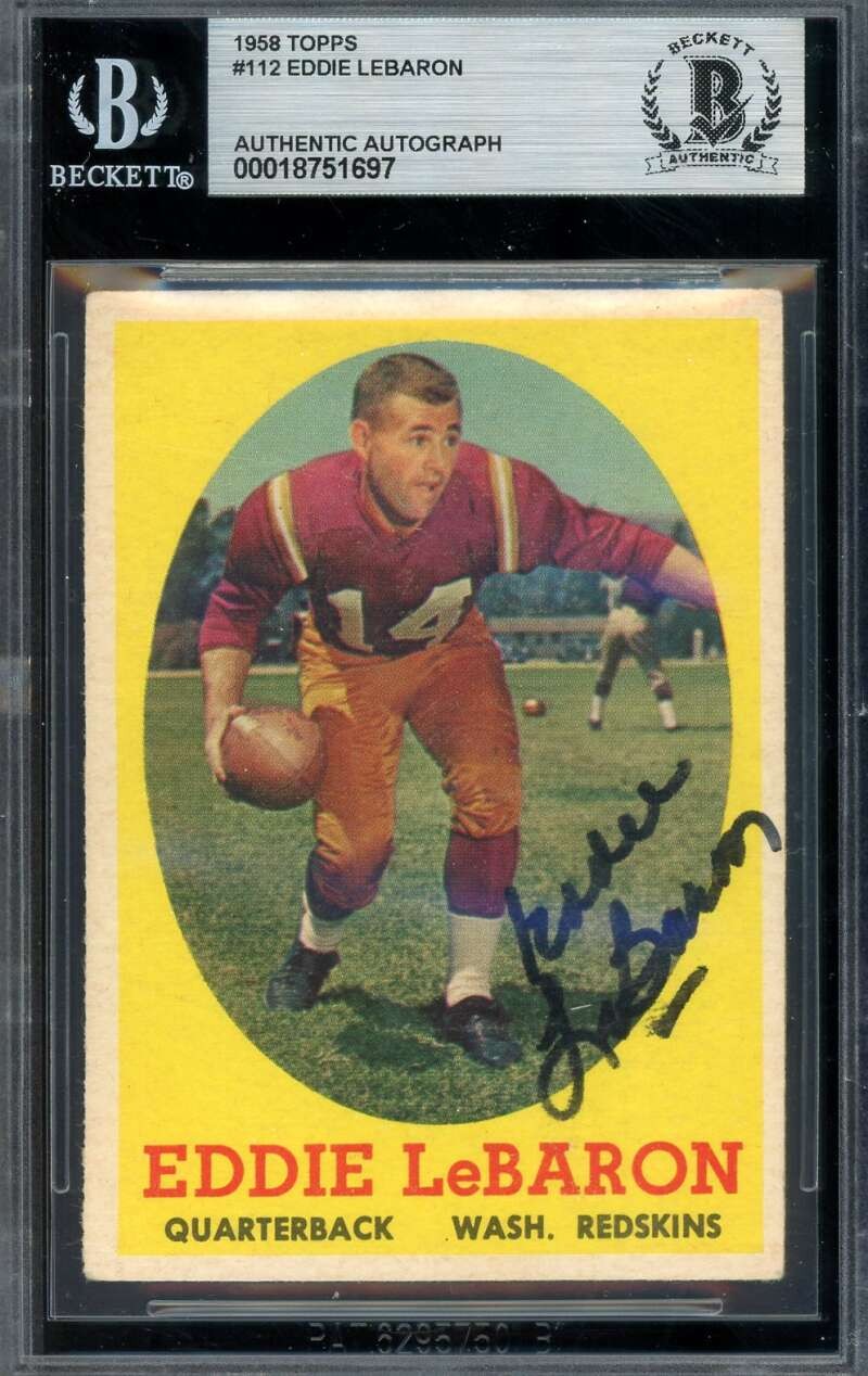 Eddie LeBaron Beckett BAS Vintage Signed 1958 Topps Autograph