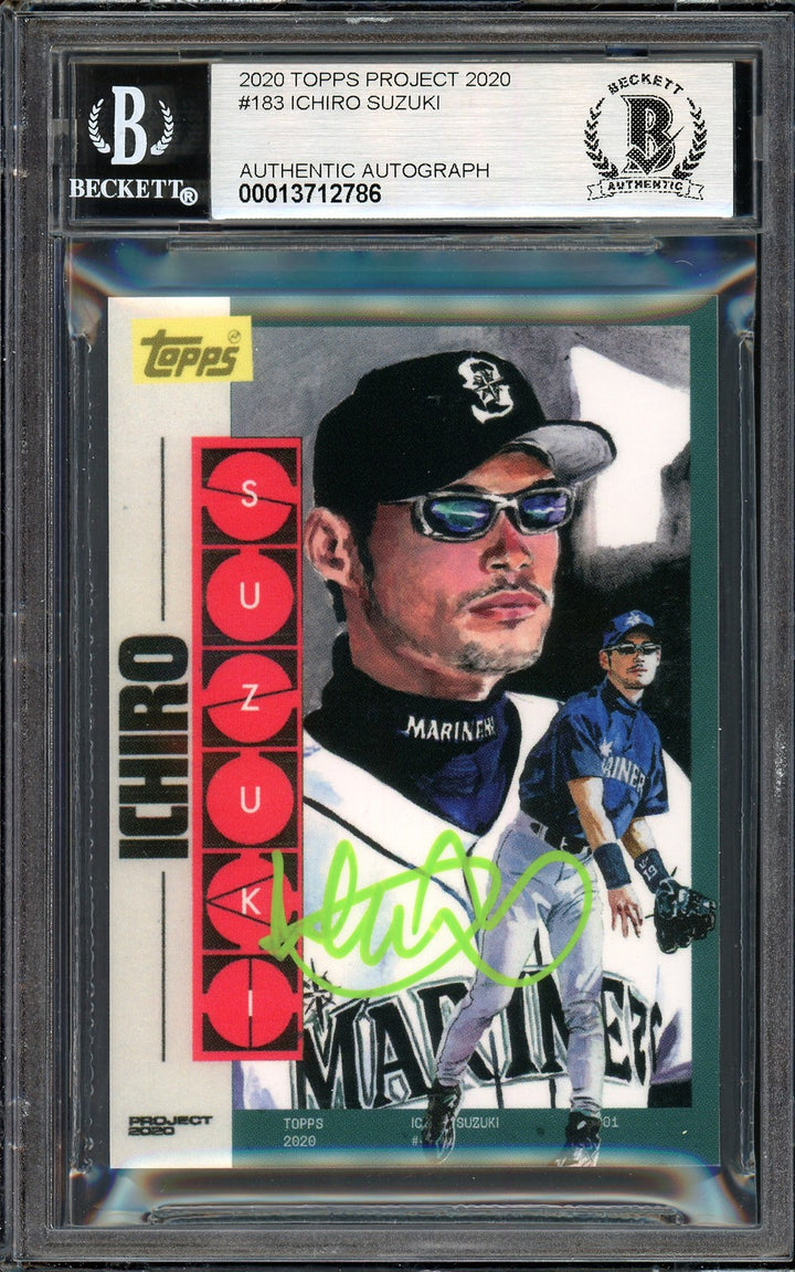 Ichiro Suzuki Auto Topps Project 2020 Jacob Rochester Card 183 Sig 10 /10 BAS