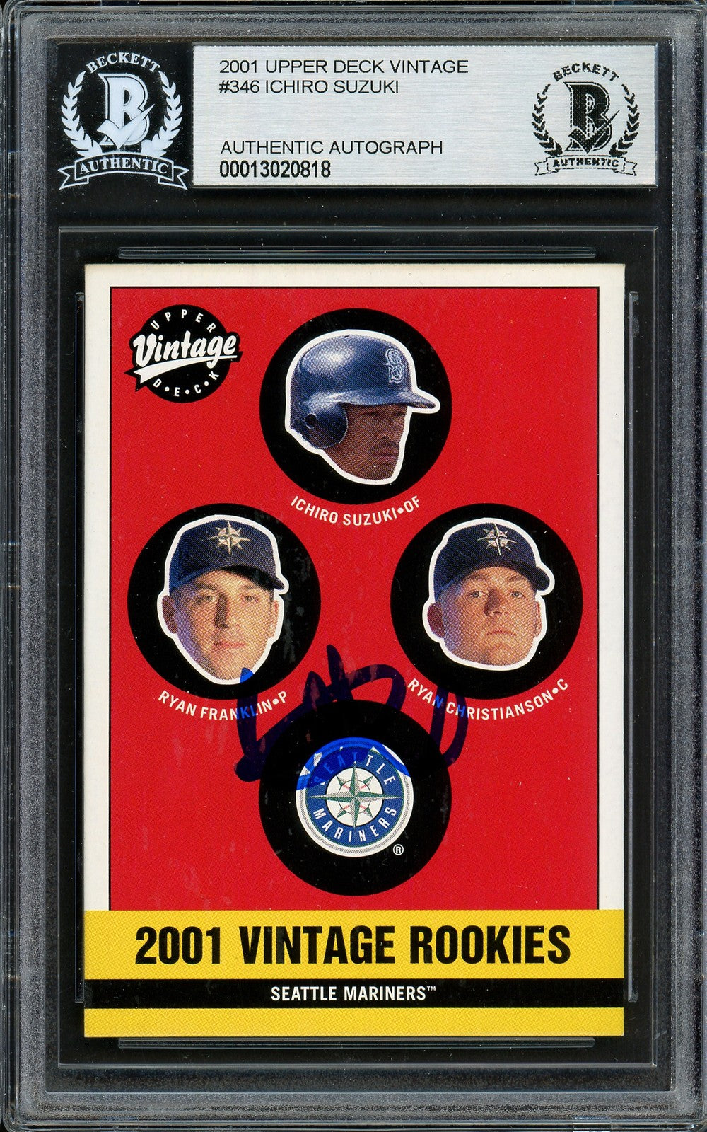 Ichiro Suzuki Signed 2001 Upper Deck Vintage RC 346 Mariners Beckett #13020818