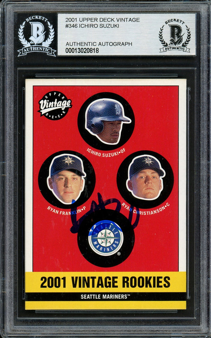 Ichiro Suzuki Signed 2001 Upper Deck Vintage RC 346 Mariners Beckett #13020818