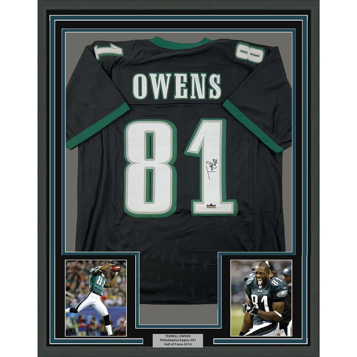 Framed Facsimile Autographed Terrell Owens 35x39 Philadelphia Reprint Jersey
