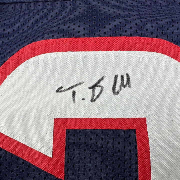 Framed Autographed/Signed Tank Dell 33x42 Houston Blue Jersey BAS COA